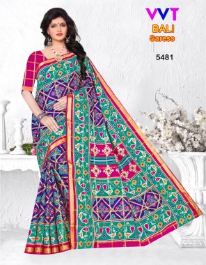 rama saree - cotton patola 5.50 mtrs | blouse - cotton patola 0.80 mtrs  fabric printed  work wedding 