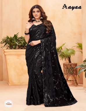 black saree - faux georgette | blouse - mulburry silk | sequence work (double run sequence work saree with fitting sequence lace border ) | saree - 5.50 mtr | blouse - 1 mtr  fabric printed  work festive 