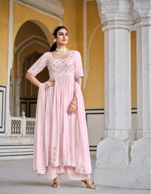 pink salwar - georgette | dupatta - georgette | thread and sequins embroidered work with mirror | top length - 55 inch | dupatta - 2.30 mtr  fabric embroidery  work festive 