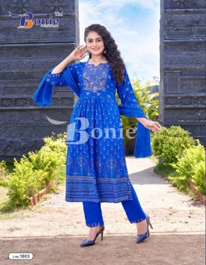 sky rayon 14kg | block printed nayra kurties with heavy sequence work in top and pant and dupatta  fabric printed  work wedding 