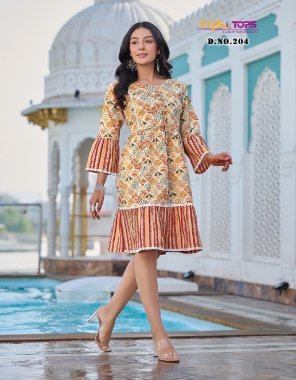 yellow cotton prints 60*60 | spec - stitching patterns with lace |sleeves type - 3/4th | length - 36