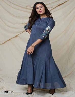 navy mal mal cotton with cotton inner | embroidery on collar and sleeve | length - 50-52