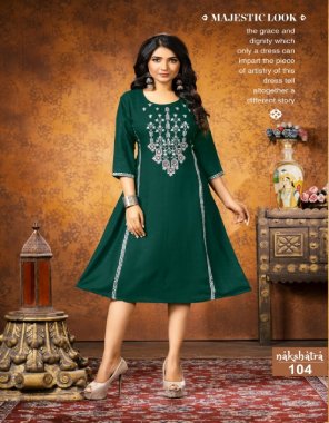 dark green fancy rayon | style - embroidery and sleeve work | sleeves - 3/4th | length - 45