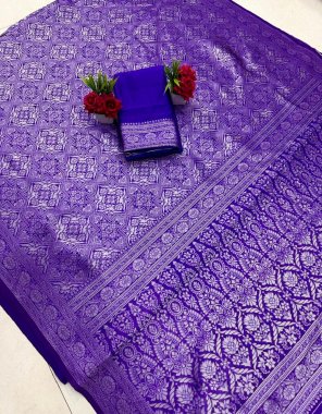 purple soft lichi silk | blouse - contrast with exclusive jacquard border (master copy) fabric printed work festive 