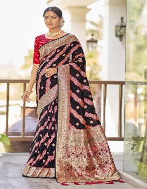 black saree - banarasi silk ( banarasi jari ) |blouse - malai satin | blouse work - embroidery | saree - 5.50 mtrs | blouse - 1.20 mtrs  fabric embroidery  work wedding 