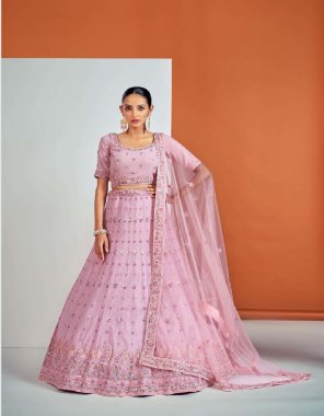 baby pink blouse - georgette | lehenga - georgette | dupatta - soft net |size - upto 42 inches bust & waist  fabric sequence  work ethnic 