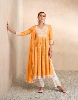 yellow top - rayon viscose with heavy lakhnawi embroidery with back work | bottom - cotton lycra with tissue net work | dupatta - nazmeen 4 side border gpu lace  fabric embroidery  work festive 