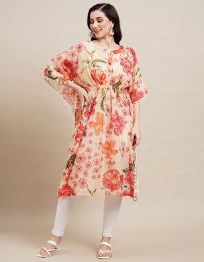 yellow kurti - chinon | inner - cotton | zari lining / floral printed | round neck | sleeve - 16
