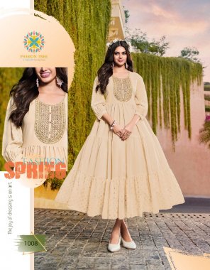 cream georgette with fancy embroidery work | length - 36 to 38