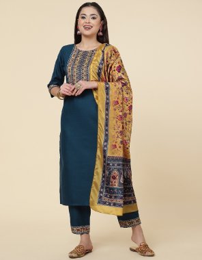 navy ruby cotton | dupatta - chinon | work - digital printed |sleeves - 3/4 sleeve | neck - round neck | top length - 46