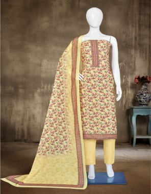 yellow top - pure cotton crochet digital print with work | bottom - pure cotton solid dyed | dupatta - pure cotton digital print  fabric printed  work festive 
