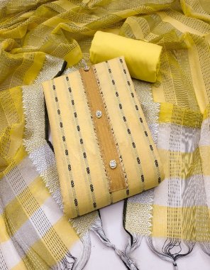 yellow  top south cotton with tai buttan i bottom south cotton i dupatta south cotton  fabric handloom work ethnic 