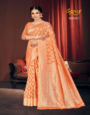 orange  heavy cotton minakari weaving and rich pallu saree with unstitched blouse piece fabric weaving work work festive  