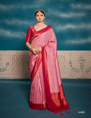 pink kanchivaram silk  fabric weaving work work casual 