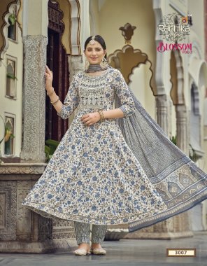 grey cotton print with embroidery work i length- 48 to 50