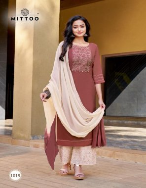 brown top- heavy rayon with work i bottom- heavy rayon print i dupatta-  nazmeen  fabric printed work work casual  