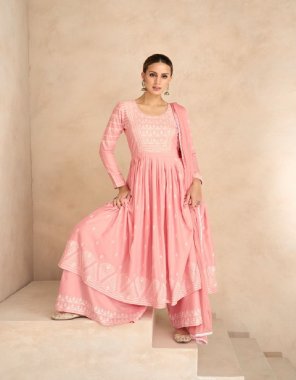 pink top- heavy rayon i bottom- heavy rayon i dupatta- nazmeen with four side lace  fabric embroidery work work wedding 