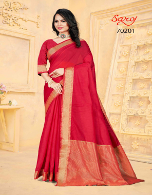 red soft silk weaving chit pallu saree with unstitched blouse piece  fabric weaving work work festive  