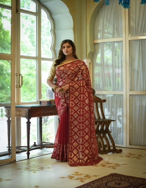 red chinon i work- heavy 5mm sequence & embroidery pallu/skirt work i saree length- 5.5 m i blouse- heavy gota 0.80 m unstitchd (master copy) fabric embroidery work work running 