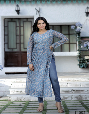 sky blue fabric & work- 1000 butti with ditsy floral digital print i length- upto 50