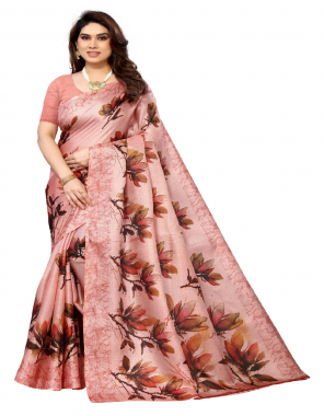 pink khadi silk  fabric printed work  work festive  