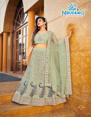 pista blouse fabric- resham embroidery with daimonds i lengha fabric- resham embroidery work with real mirror and daimonds i work - resham embroidery work with real mirror and daimonds also added can can  fabric embroidery work  work casual 