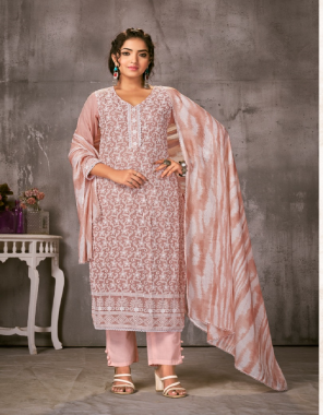 pink top- soft cotton with white thread embroidery work 2.5 m i bottom- cotton solid dyed 2.7 m i dupatta- cotton kota chex print 2.25 m  fabric thread work work festive 