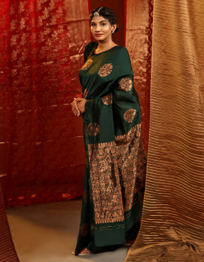 green kanjivaram softy silk i jari work i blouse- beautiful heavy full jacquard work i saree- 5.5 m i blouse- 1 m (master copy) fabric jacquard work work festive 
