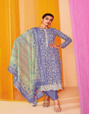 purple top- lawn cambric cotton digital print neck & daman embroidery i bottom- cotton dyed i dupatta- lawn cotton box pallu print digital print  fabric embroidery work  work party wear  