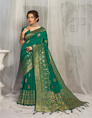 green banarasi zari silk weaved saree with heavy swaroski work with jhalar and blouse fabric swarovski work festive 