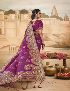 purple banarasi weaved saree with heavy swarovski diamond work with latkan and blouse fabric daimond work  work casual 