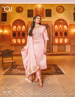 pink top & bottom- soft silk chanderi i dupatta with heavy border fabric embroidery  work running 