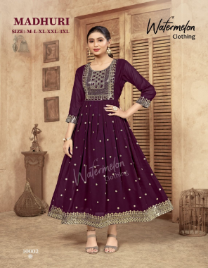 purple faux georgette with cotton lining attached inside i embroidery sequence work i length- 50