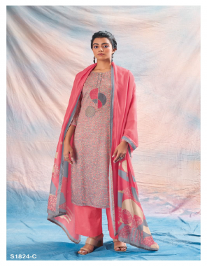 pink top- cotton silk printed with embroidery and solid border on daman i bottom- cotton silk i dupatta- finest bemberg lawn printed  fabric printed  work wedding 