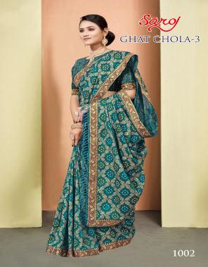 rama vichitra silk and bandhani paste print saree with heavy jacquard blouse piece  fabric jaquard work  work festive  