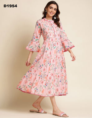 pink fabric- d no. 1954- cotton floral printed i kurta length-52 i sleeve length- 16 fabric printed work casual 