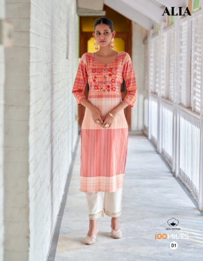 orange cotton yarn dyed designer patterned heavy embroidery kurti  fabric embroidery  work running 