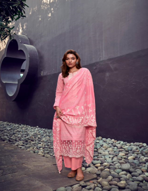 pink top- pure lawn cambric cotton digital print neck & daman embroidery i bottom- cotton dyed i dupatta- lawn cotton dup digital print with heavy embroidery with cut work  fabric printed  work wedding 