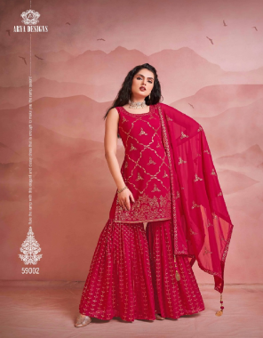 pink kurti- georgette i bottom- georgette i dupatta- georgette  fabric embroidery  work party wear 