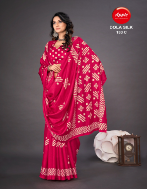 pink dola silk  fabric printed  work festive 