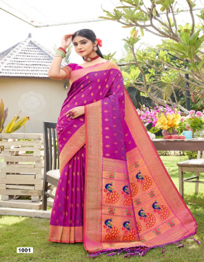 pink paithani silk  fabric weaving work festive  