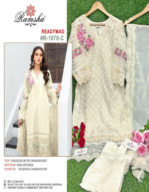 white top- oragenza with embroidery i bottom- silk stitched i dupatta- orgenza embroidery fabric embroidery  work wedding 