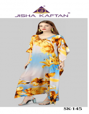 yellow feather silk with digital print i length- 54 inches  fabric printed  work casual 