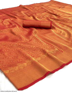 orange soft silk fabric jacquard work ethnic  