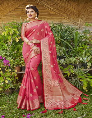 pink art silk fabric jacquard work wedding  