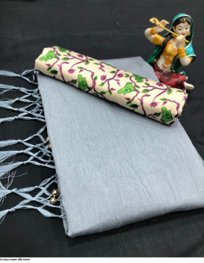 grey silk fabric plian work festive  
