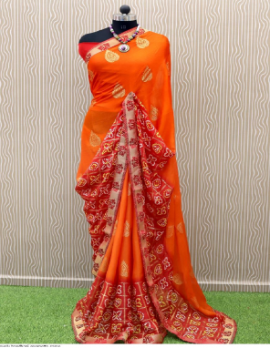 orange georgette  fabric bandhani work party wear  