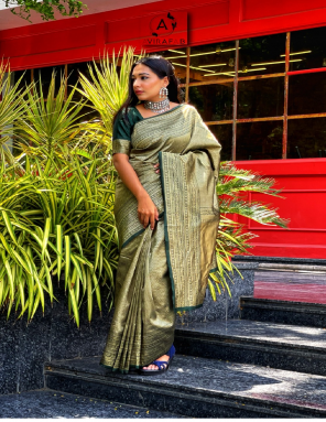 green saree - kanchipuran kota silk 5.30m| blouse - jacquard border 0.80m  fabric jacquard  work wedding 