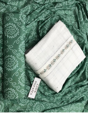 white  top - soft lawn embroidery | bottom - lawn cotton | dupatta - lawn print  fabric embroidery + printed work running 