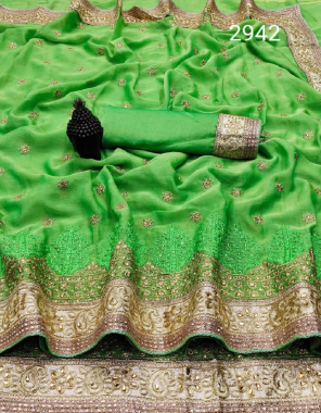peorrot saree - chiffon | blouse -running  fabric embroidery + stone  work ethnic 